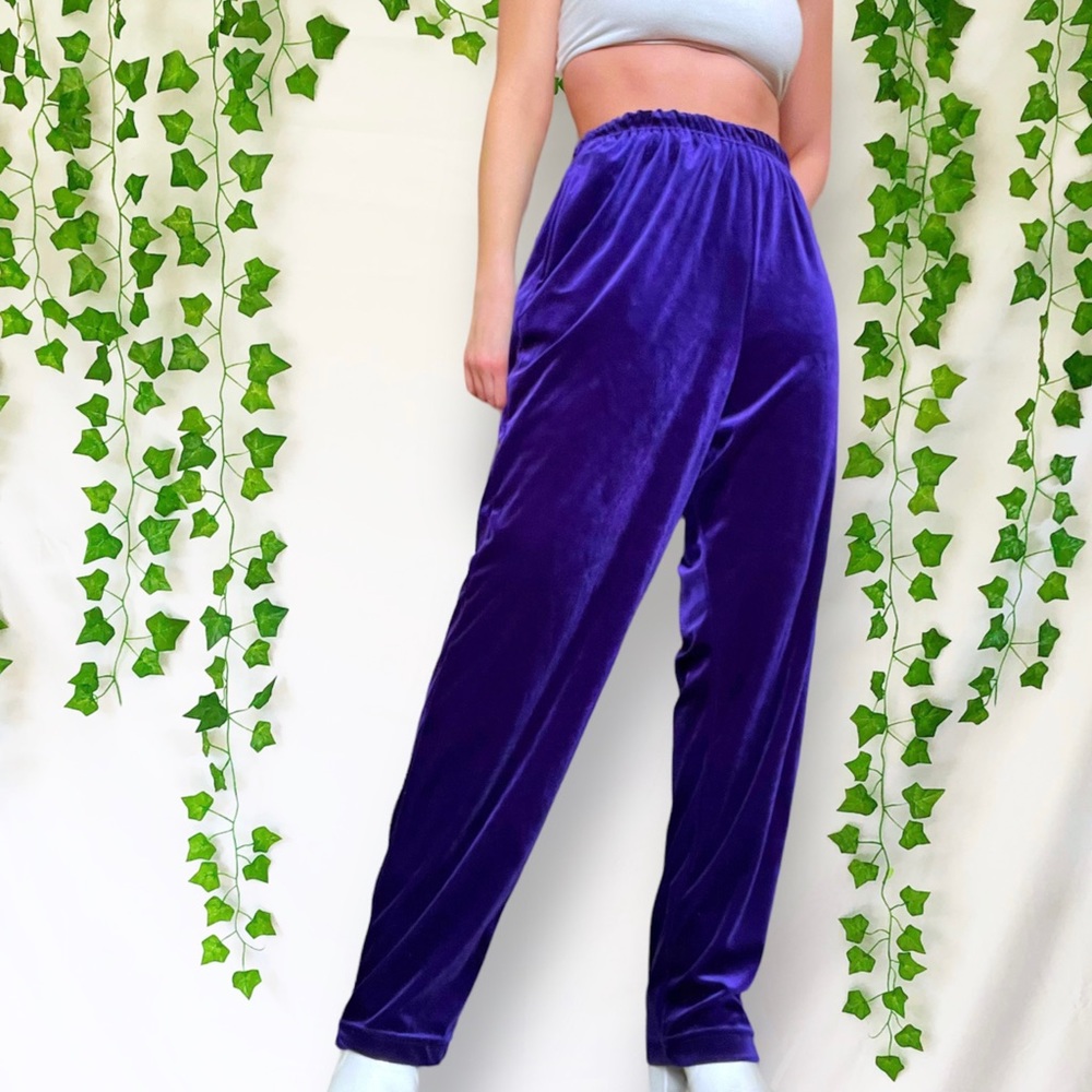 Vintage 80s Diane Von Furstenberg the Color Authority purple velvet pants